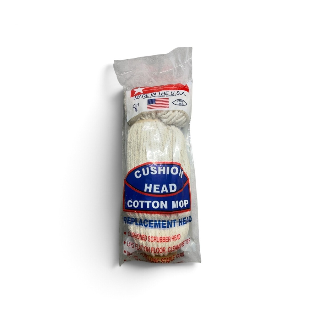 JW Mfg Co Cushion Head Cotton Mop Replacement Head Item 32 White Made in USA